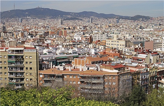 风景,上方,巴塞罗那,加泰罗尼亚,西班牙