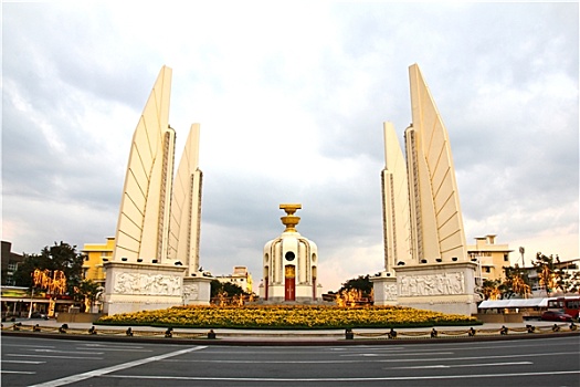 民主,纪念建筑,黄昏,曼谷,泰国