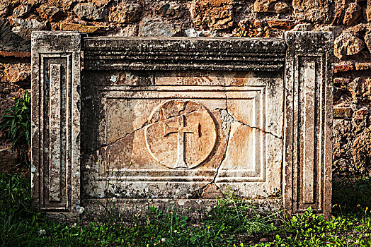 缝隙,石头,建筑,十字架,特尔斐城,希腊