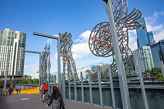 桥,墨尔本,钢铁,雕塑,旅途