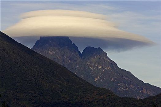火山,透镜状,云,刚果,卢旺达