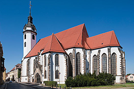 教堂,14世纪,巴洛克,塔,托尔高,萨克森,德国,欧洲