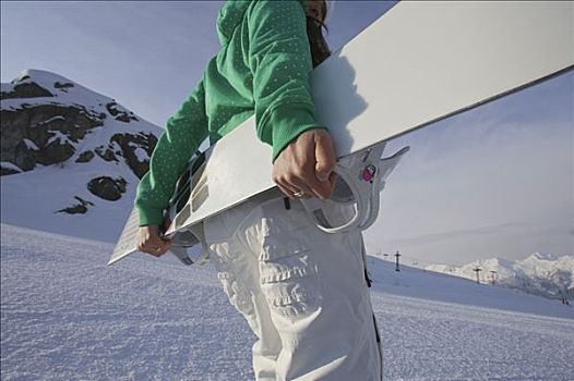 女性,滑雪板玩家,滑板