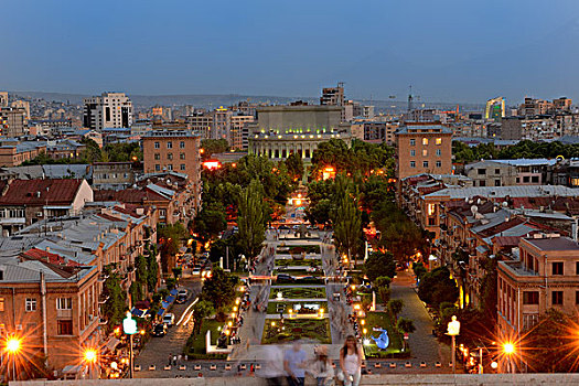 风景,埃里温,夜晚,亚美尼亚,亚洲