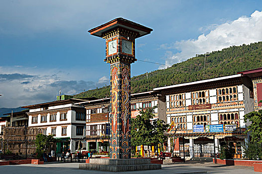 钟楼,城镇中心,廷布,英国,不丹,南亚,亚洲