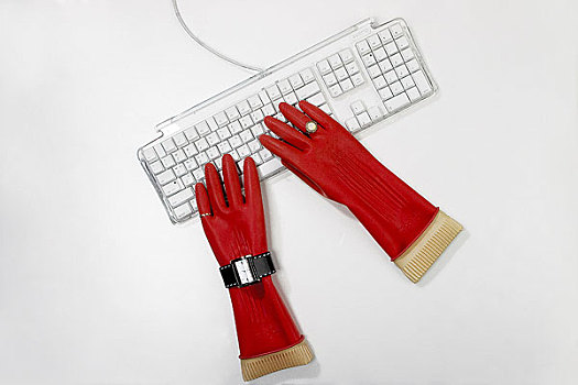 按键,红色,橡胶,手套