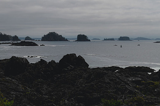 遥远,沿岸,风景,岛屿,悬崖,云