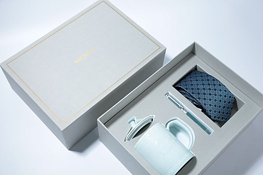 男士礼盒包装领带茶杯钢笔礼品情人节礼物灰色高端设计师
