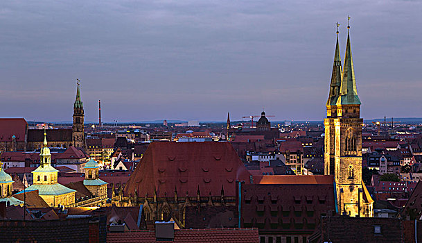 风景,圣徒,教堂,市政厅,纽伦堡,巴伐利亚,德国,欧洲
