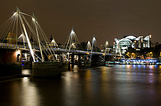 桥,炭化,穿过,车站,夜晚,伦敦,英格兰,英国,欧洲