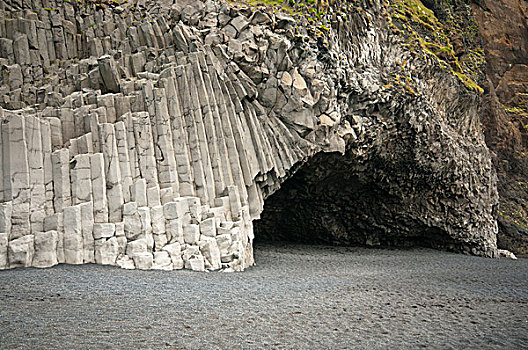 玄武岩,柱子,洞穴,海滩,冰岛,欧洲