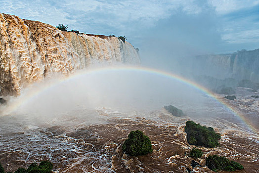 彩虹,伊瓜苏瀑布,伊瓜苏,河,边界,巴西,阿根廷,南美