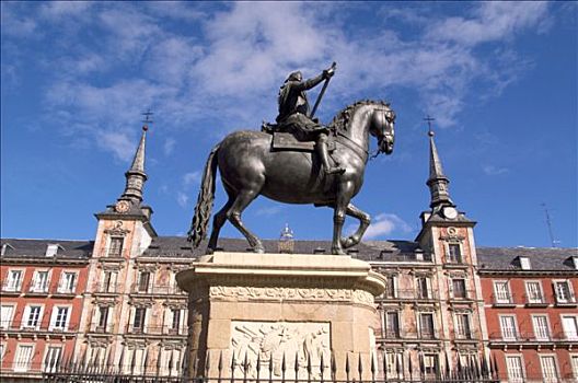 菲利普三世,雕塑,马约尔广场,马德里,西班牙