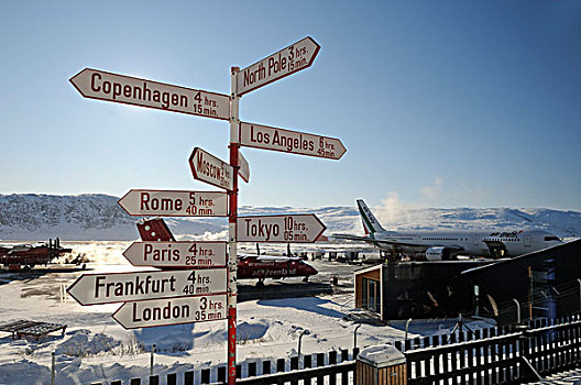 远景,指示器,机场,格陵兰,北极,北美