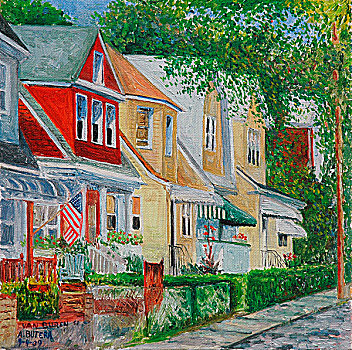 美国,纽约,斯塔滕岛,箱式货车,街道,油画,绘画,2009年,21世纪