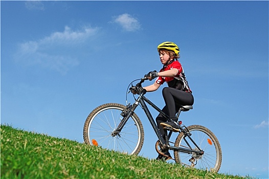 健康,健身,孩子,骑,自行车
