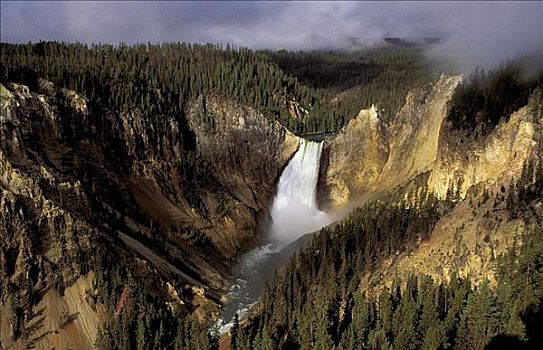 下瀑布,黄石河,黄石国家公园,怀俄明,美国,北美,世界遗产