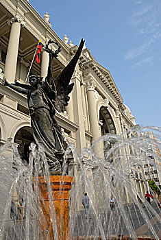 厄瓜多尔,瓜亚基尔,市政厅,喷泉,雕塑
