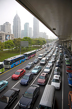 上海延安路高架桥,车流