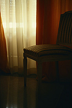 软垫,椅子,窗户,橙色,房间,夜晚,酒店,洛迦诺,瑞士,罗马,意大利,序列