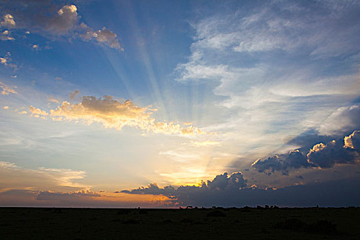 五颜六色的,多云的天空,日落之前,肯尼亚,非洲