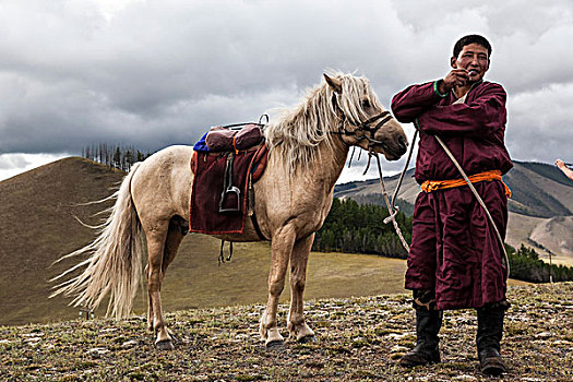 骑乘,马,蒙古,亚洲