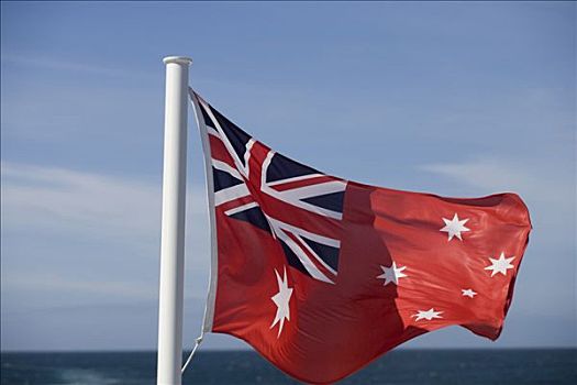 澳大利亚,旗帜,后视图,船,塔斯曼海
