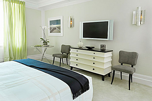 卧室,黑白,衣柜,软垫,椅子