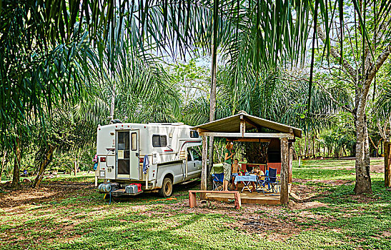 露营车,停放,营地,野餐,蔽护,鲣,南马托格罗索州,巴西,南美