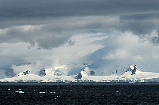 南极,海峡,山峦,冰河,云
