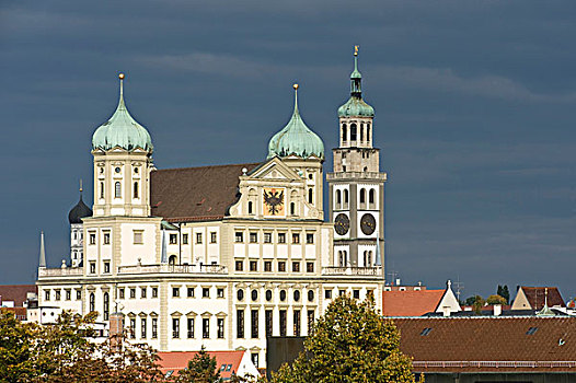 市政厅,塔,斯瓦比亚,巴伐利亚,德国,欧洲