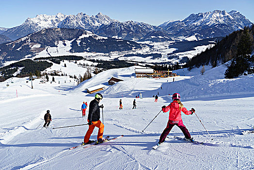 滑雪,正面,高山,宾馆,滑雪区,费巴蓬,提洛尔,奥地利,欧洲