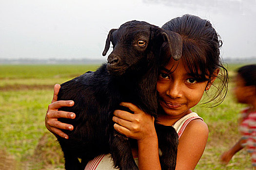 女孩,乐趣,儿童,乡村,孟加拉,2008年
