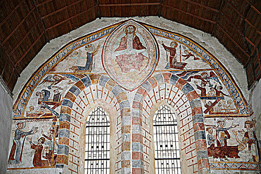 法国,卢瓦尔河地区,教堂,壁画,13世纪
