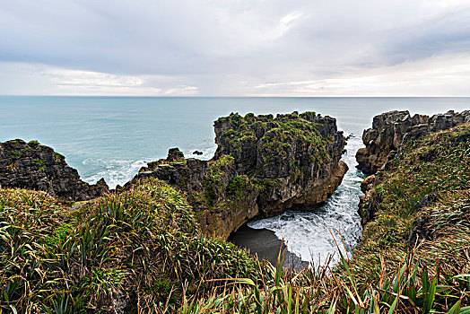 砂岩,石头,岩石构造,薄烤饼,帕帕罗瓦国家公园,西海岸,南部地区,新西兰,大洋洲