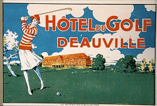 行李,标签,酒店,高尔夫,多维耶,法国人,20世纪20年代,艺术家,未知