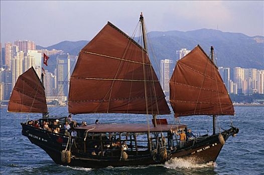 中国,香港,维多利亚港,帆船