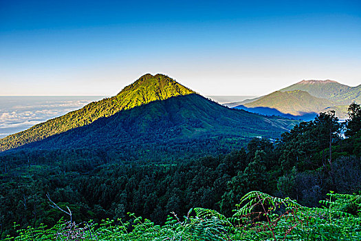 早晨,亮光,火山,爪哇,印度尼西亚