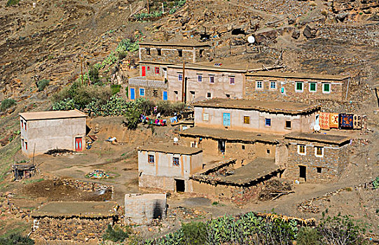 摩洛哥,阿特拉斯山脉,老,家,悬崖,乡村,穷,区域