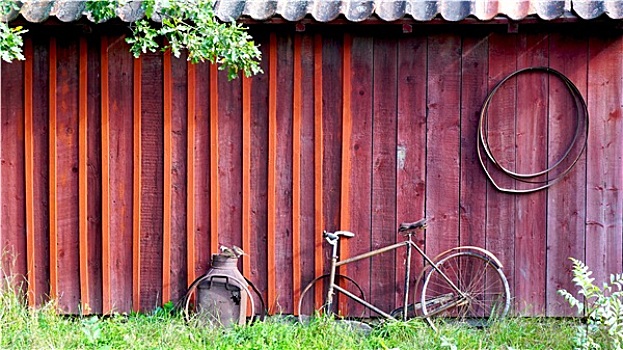 老式,房子,自行车,斯德哥尔摩