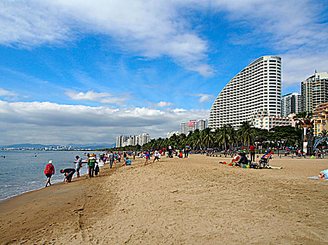 海南,三亚全景,三亚湾,海滨,旅游,观光,三亚湾海月广场旁的海滩