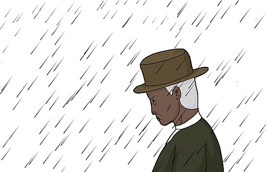 男人,雨,帽子