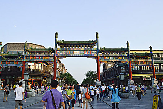 前门大栅栏,复建的正阳门五牌楼,北京西城区
