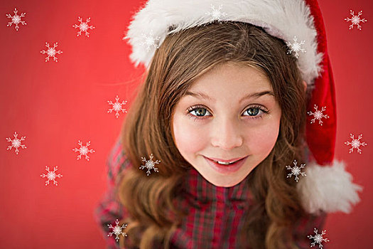 高兴,小女孩,圣诞帽
