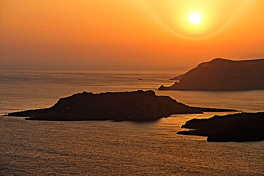 日落,圣托里尼岛,爱琴海,基克拉迪群岛,爱琴海岛屿,希腊
