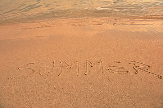 文字,夏天,书写,橙色,沙子,背景,海滩,日落