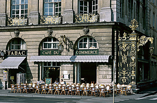 咖啡,商业,街边咖啡厅,镀金,熟铁,栏杆,斯坦尼斯瓦夫广场,广场,法国