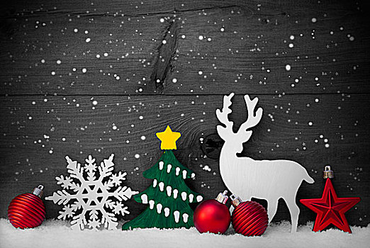 灰色,圣诞装饰,驯鹿,雪花,绿色,树,球
