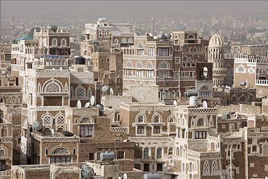 建筑,砖,粘土,历史,中心,世界遗产,也门,中东
