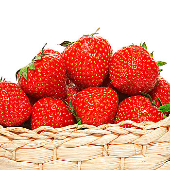 草莓,篮子,白色背景,背景